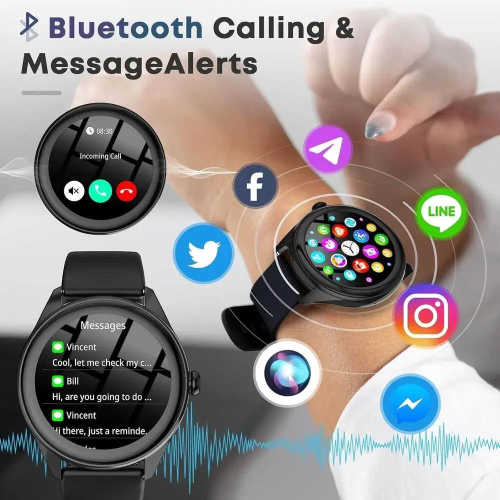 DIVOAZBVO TG02 Smart Watch Bluetooth Call 120 Sports Heart Rate iPhone Android